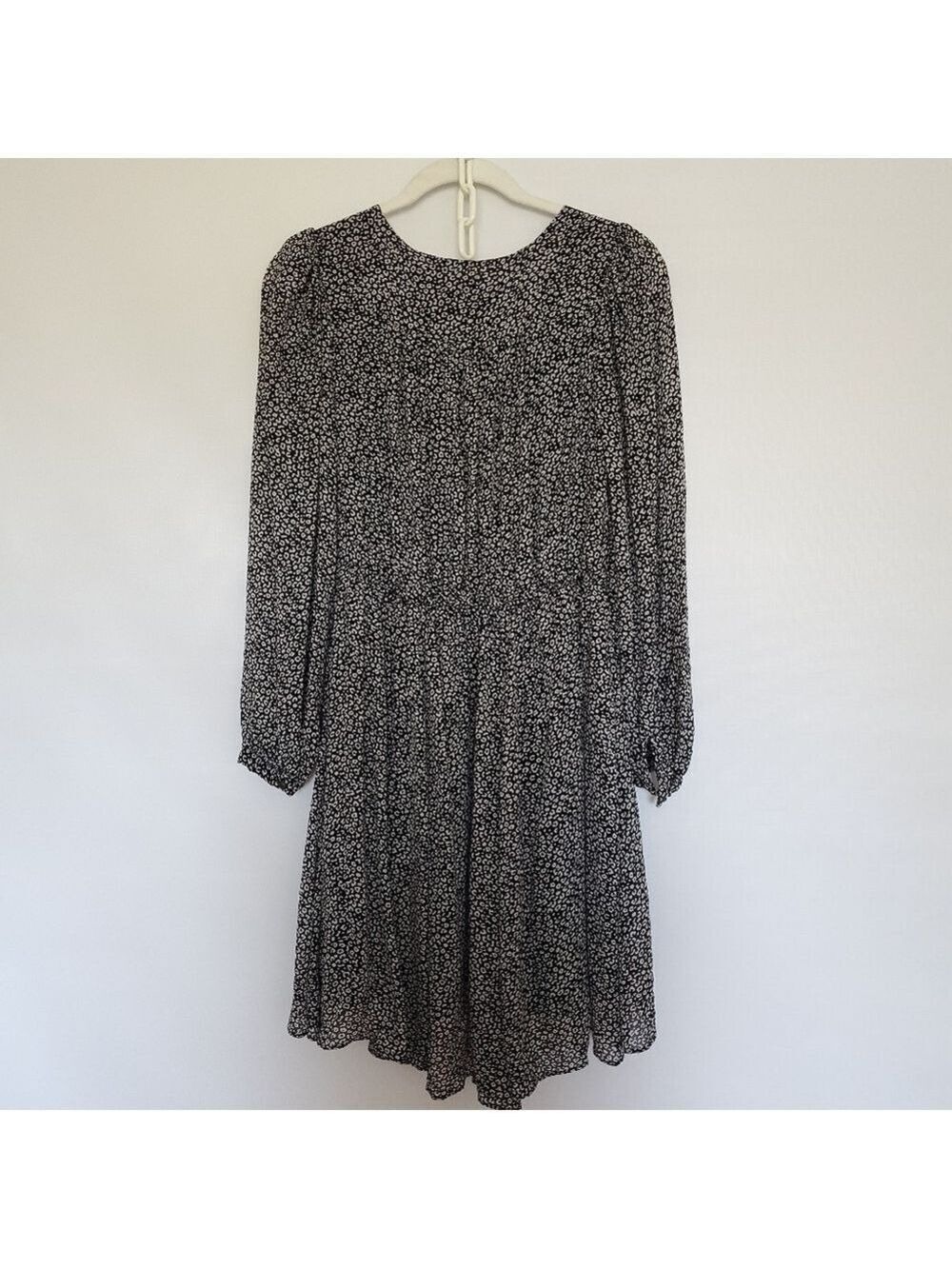 ANTHROPOLOGIE MAEVE 'CAROLYN' DRESS MINI LEOPARD PRINT BLK WHT WOMENS (XS) - Picture 3 of 15